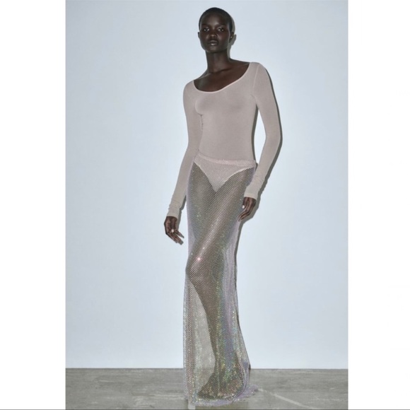 Zara SHIMMER MESH SKIRT - Picture 1 of 13